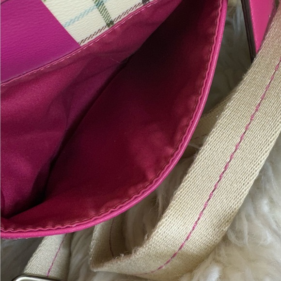 Coach Heritage Tattersall Pink Stripe Crossbody Bag Small 7”x8” - Picture 6 of 13